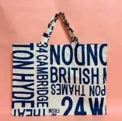 レッスンバッグ　ハンドメイド　英字柄　男の子　絵本カバン　White