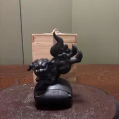 竹仙作 銅製 狸 たぬき 破れ狸（やぶれたぬき）置物 和風 金属 工芸品