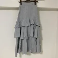 グレーフリル付きストライプロングスカート 新品未使用品タグ付き【最終値下げ】