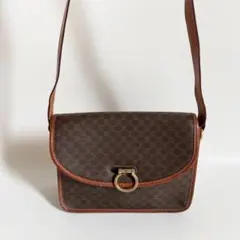 希少　美品CELINE ショルダーバッグ　ガンチーニ　マカダム柄　PVC×レザー