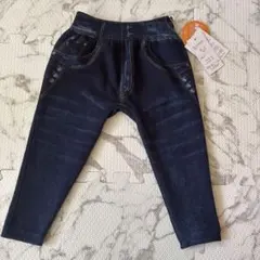 ストレッチデニム風ボトムス ダークブルー