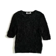 NKNIT dry shaggy mini T-shirt ニット　黒のサムネイル