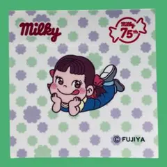 비매품 미사용 不二家 ペコちゃん Milky 75th シール