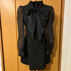 minagram ミナグラム ビジューつきボウタイリボンワンピース