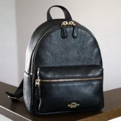 ✨極美品✨ COACH ミニリュック ブラック レザー フロントポケット付き
