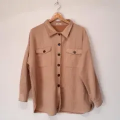 レディース スエード風シャツ カバーオール ジャケット 羽織