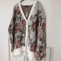 値下げ！未使用✨【tiptop】フラワープリント ニットカーディガン 長袖