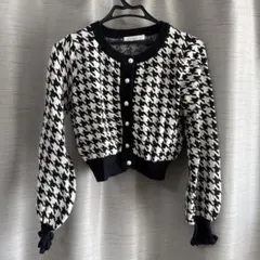 千鳥柄ニットカーディガン