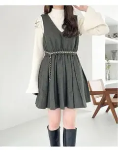 Heather プリーツミニジャンスカワンピース