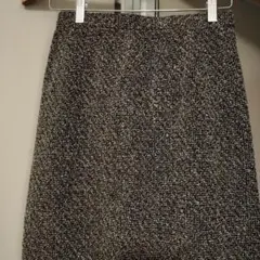 ツイード ロングタイトスカート 　ブラック・ベージュ　Ｍ