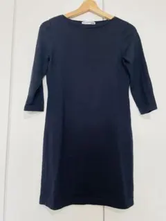 ユニクロ イネス L ニット ワンピース チュニック ネイビー ウール100