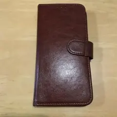iPhone 13 14 15 ブラウン レザー調　手帳型ケース