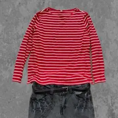 超短丈 old UNIQLO ボーダー ロンT y2k 赤白 シティーボーイ