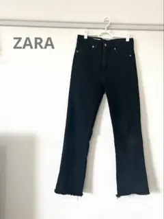 ZARA ザラ クロップド ハイライズデニムパンツ 36 M ブラック