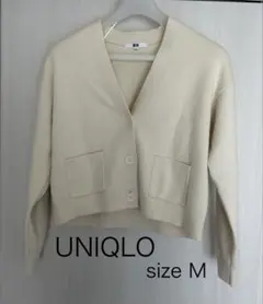 UNIQLO スムースコットン Ｖネック ショートカーディガン/ Mサイズのサムネイル