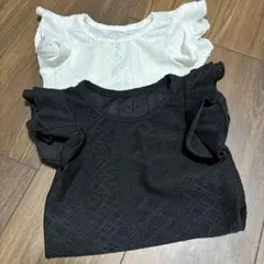 フリル付きロンパース2点セット（白・黒）