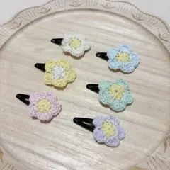 花 フラワー ヘアピン ヘアクリップ かぎ編み ベビー キッズ