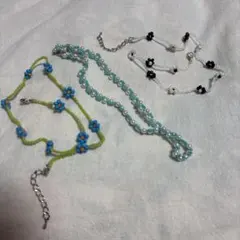 ハンドメイド　ビーズネックレス　3点セット