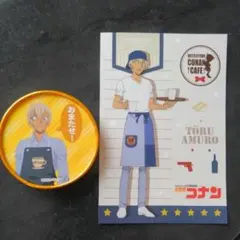 名探偵コナンカフェ 安室透 特典＆名探偵コナン カプセル缶バッチ2個セット