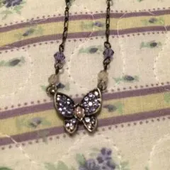 ANNA SUI ネックレス アナスイ 蝶 紫 美品