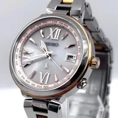 稼働品 セイコー ルキア 電波ソーラー デイト コンビ ラウンド レディース