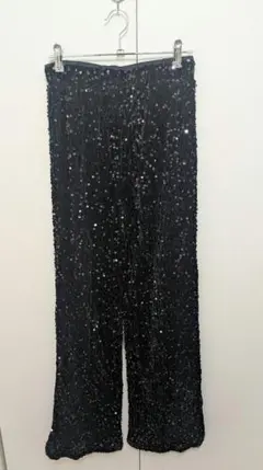 SHEIN スパンコール装飾 黒 パンツ S