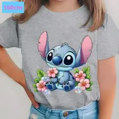スティッチ　プリントTシャツ　グレー　160cm (Mサイズ相当)　新品未使用品