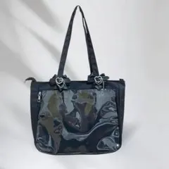 痛バッグ 黒　リボン ブラック 痛バ 推し活 クリア　ヲタ活　量産型　A4