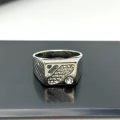 メンズ リング 22号 シルバー ヴィンテージ風 デザインリング ストーン付き