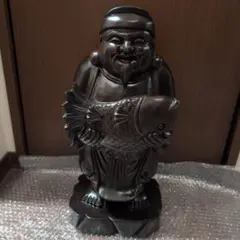 E-4 希少 特大 木彫り 福禄寿 寿老人 置物 オブジェ 七福神 昭和レトロ