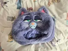 猫顔デザインの被り物（紫色）