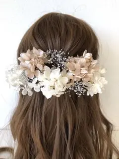 US 髪飾り　ドライフラワー　前撮り　結婚式　振袖　ドレス　袴　くすみ　成人式