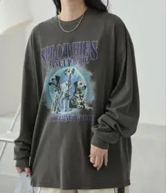 ヴィンテージピグメント加工アニマルデザイン ビッグ長袖Tシャツのサムネイル