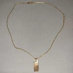金属製長方形ペンダントネックレスK18GF