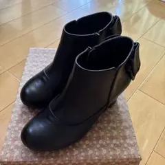 晴雨兼用✨ブーティ　ブラック　リボン付き　レインブーツ