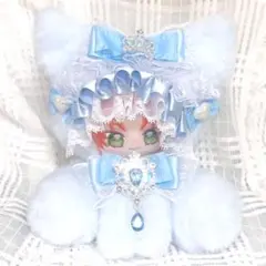 ぬい服 15〜16センチ着ぐるみおすわりねこちゃん むらさきに変更