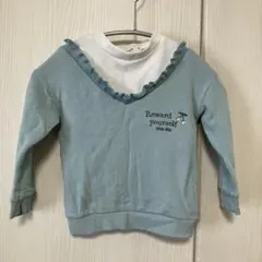 【美品】SLAP SLIP 水色フリル付きトレーナー 100
