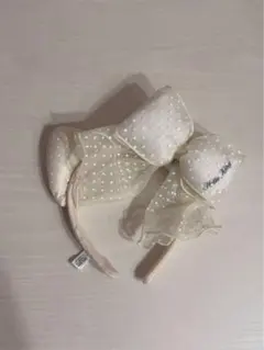 USJ 白いドット柄リボンカチューシャ キティ ユニバ