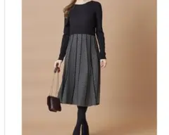 tocco closet 前後２ＷＡＹヘリンボーン切り替えリブニットワンピース