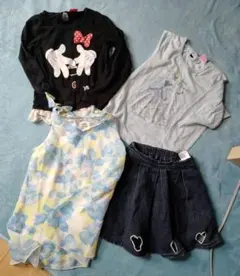 ディズニーキャラクター長袖Tシャツなどのトップスなど4点セット