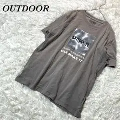 OUTDOOR Tシャツ L グレー グラフィックプリント カジュアル
