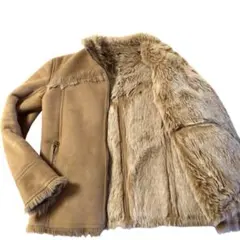 00s フェイクスエード ファー ムートンジャケット M ベージュ Y2K