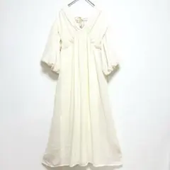ROYAL PARTY パフスリーブコットンライクマキシワンピース　編み上げのサムネイル