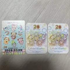 ダッフィー&フレンズ 20周年 カラフルハピネス シール2枚、フリーきっぷ