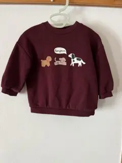 【中古】H&M トレーナー　ベビー　80 ボルドー　フリース　トップス　長袖