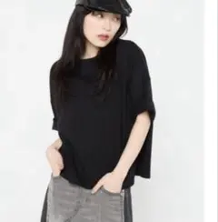 JEANASIS ジーナシス 半袖 Tシャツ ブラック　S ショート丈