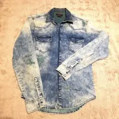 春物ZARAダメージデニムシャツ