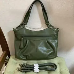dakotaオリーブグリーン レザー ショルダーバッグ