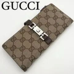 グッチ GG柄 ジャッキー 長財布 ブラウン キャンバス レザー
