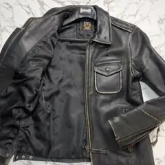 雰囲気抜群✨schott ポリスマンジャケット ライダース エイジング 黒 L